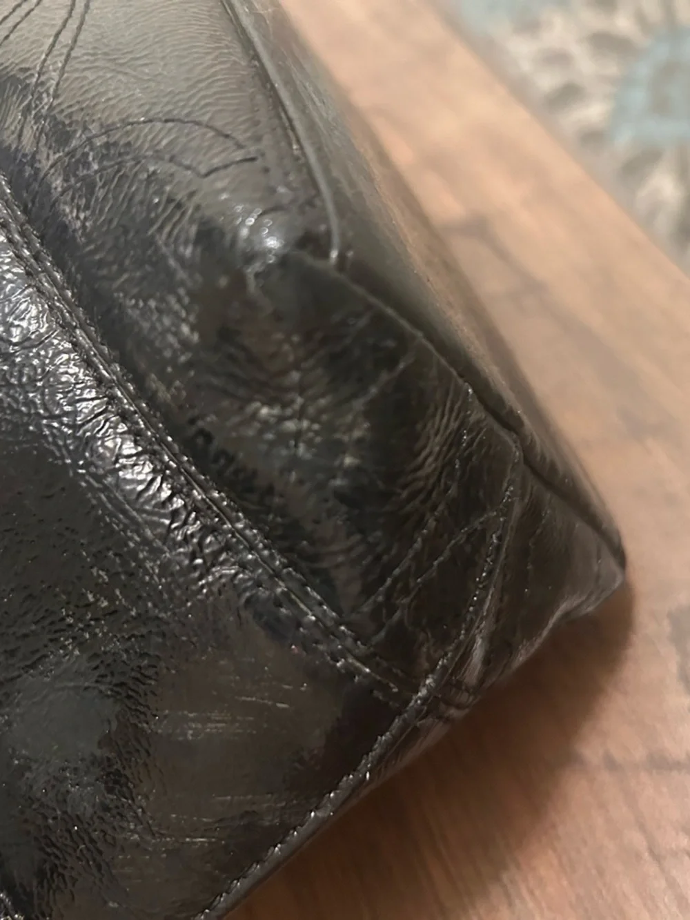 Coach Black Leather Logo Tote with Hangtag - Picture 11 of 13